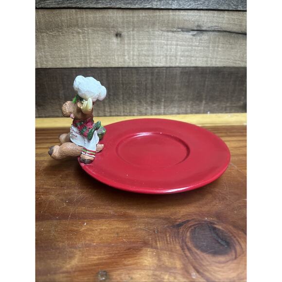 Yankee Candle Chocolate Moose Chef Holiday Christmas Candle Plate - Picture 4 of 5